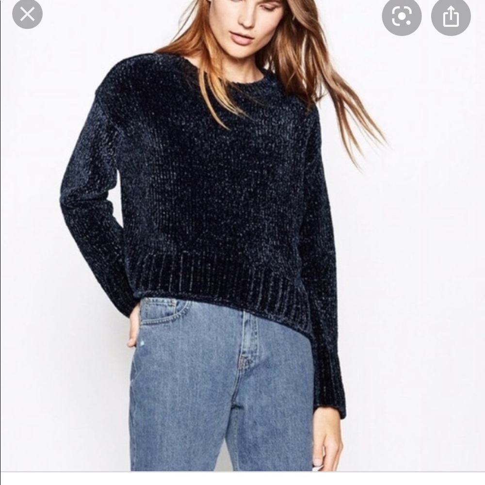 Zara metallic effect pullover navy blue